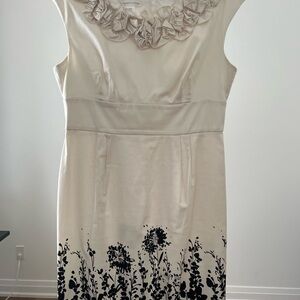 London Times Cream and Black Sheath Midi Dress